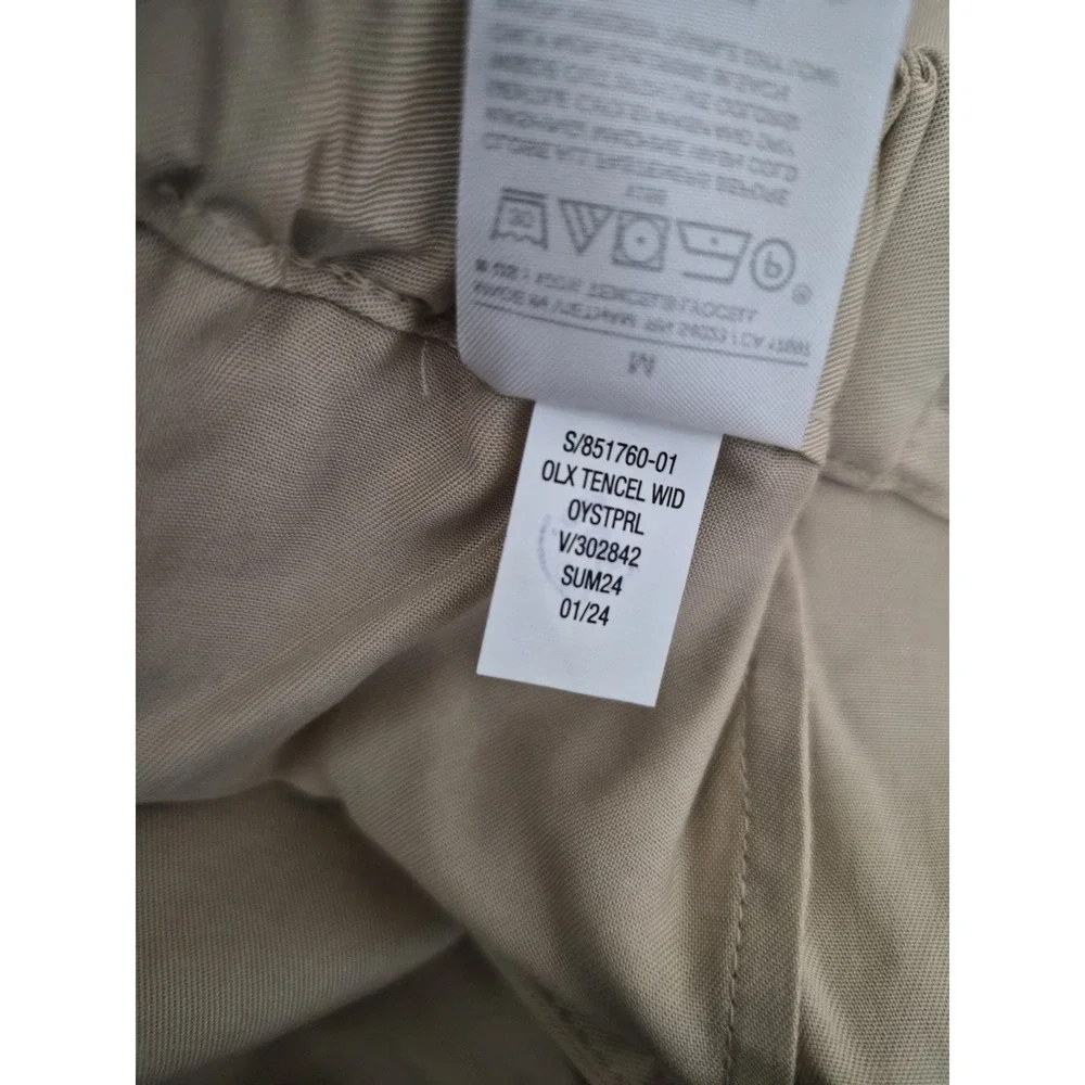 NWT Banana Republic TENCEL Lyocell Wide Leg Pants Oyster Pearl Beige Medium
